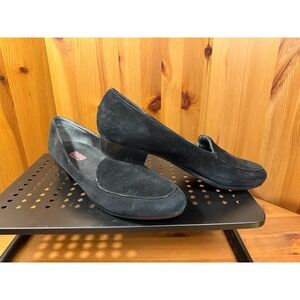 Munro American Womens 9.5n Black Suede Loafers Low Heel Comfort Shoes